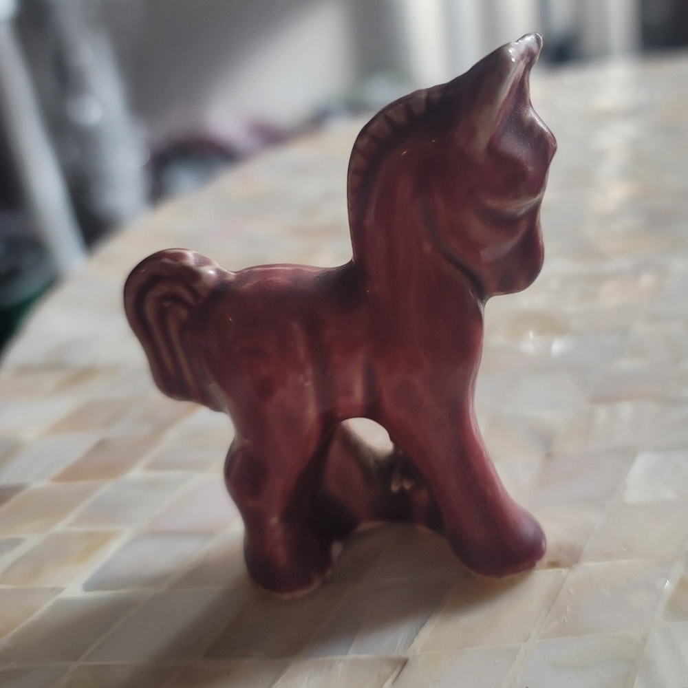 Morton Pottery Red Miniature 3" Horse Figurine Vintage 40s 50s